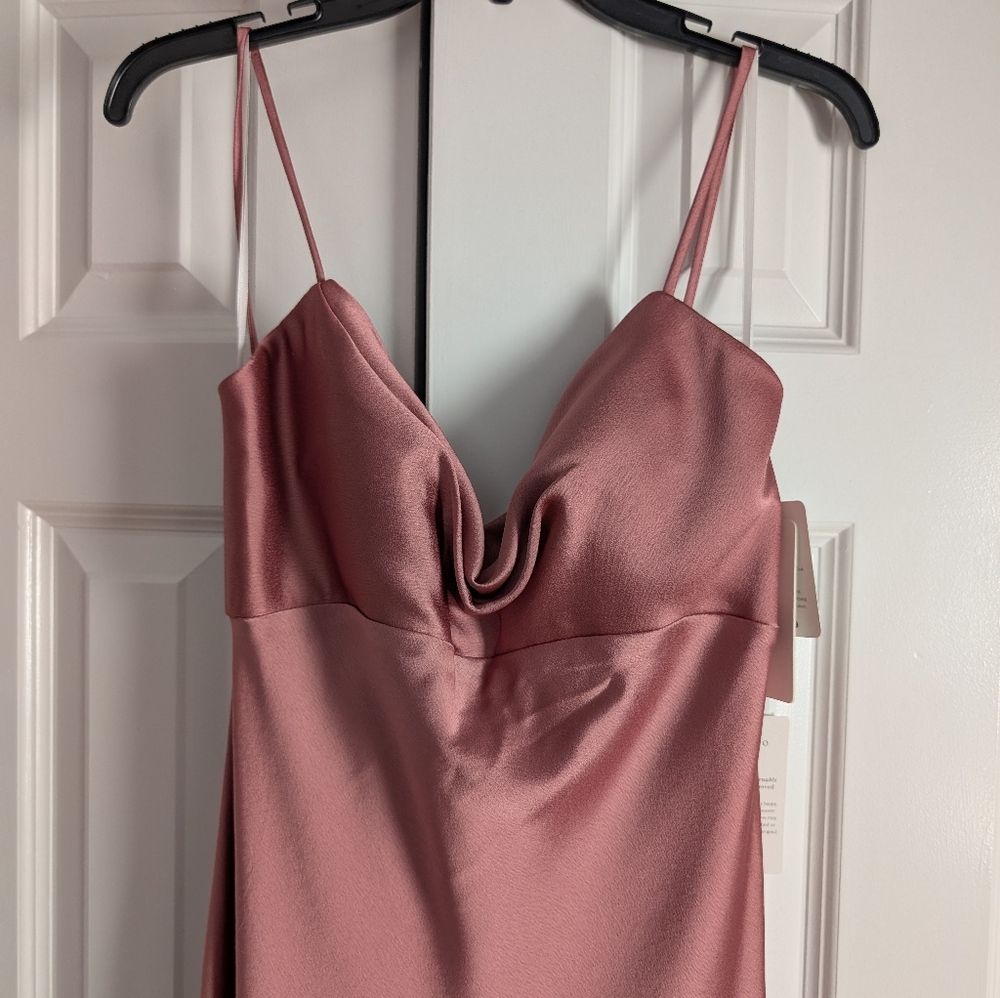 Jenny Yoo Addison Satin Slip Cowl Neck Bridesmaid Dress - Picture 6 of 15